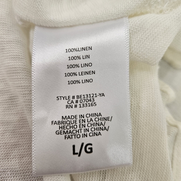 NWT Anthropologie Eri + Ali Cream Linen Split Back Ruffle Top Size Large - Picture 7 of 10